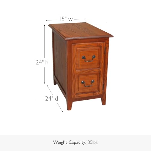 Shaker End Table, Solid Wood, with Storage Door, for Living Rooms and Small Spaces, Medium Oak, 10030-MED