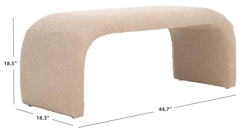 SAFAVIEH Furniture - Tenko Bench - Tan - Solid Wood - Modern Shearling Design - Ideal for Entryway, Bedroom, Living Room, 18.5" Seat Height - Fully Assembled (BCH1300G)