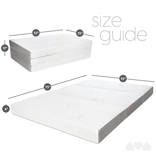 Full Tri Folding Mattress with Washable Cover, Full Size (75 inches x 52 inches x 4 inches)
