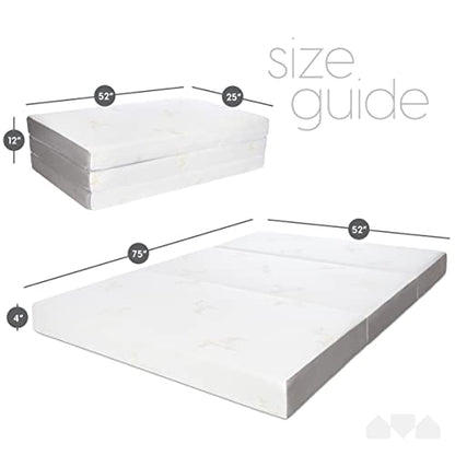 Full Tri Folding Mattress with Washable Cover, Full Size (75 inches x 52 inches x 4 inches)
