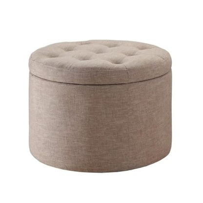 Designs4Comfort Round Shoe Ottoman, Tan Fabric