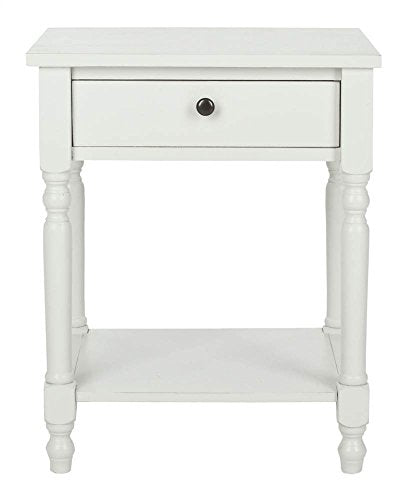 SAFAVIEH Home Collection – Tami Off-White Nightstand with Drawer & Shelf, Vintage Farmhouse Accent Table, Turned Leg Design (AMH6604A)