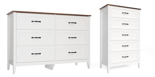 2-Piece Bedroom Furniture Set – Includes 5 Drawer Dresser and 6 Drawer Dresser, Chest of Drawers, Bedroom Set, Grate Gift for Yourself and Your Loved Ones, Ideal for Any Bedroom, Living Room