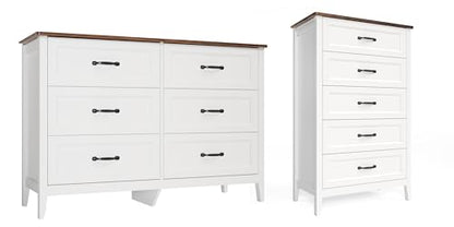 2-Piece Bedroom Furniture Set – Includes 5 Drawer Dresser and 6 Drawer Dresser, Chest of Drawers, Bedroom Set, Grate Gift for Yourself and Your Loved Ones, Ideal for Any Bedroom, Living Room