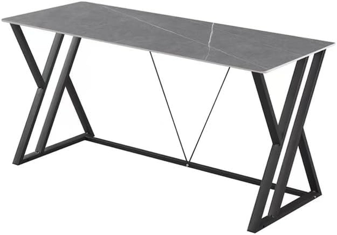Modern Computer Desk with X-Frame Metal Legs, Black Frame, Writing Table, Home Office Workstation