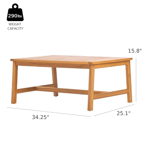 Crew Acacia Wood Outdoor Loveseat and Coffee Table Set, view 6