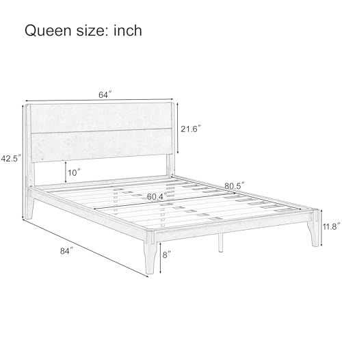 Queen Bamboo Platform Bed with Brown Headboard, view 4