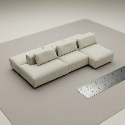 Sofa Modern Miniature Furniture Model Sectional Dollhouse Couch Lifelike Design Realistic Decor Suitable for Miniature Scene Projects Model Building, Wht 1-20 Single