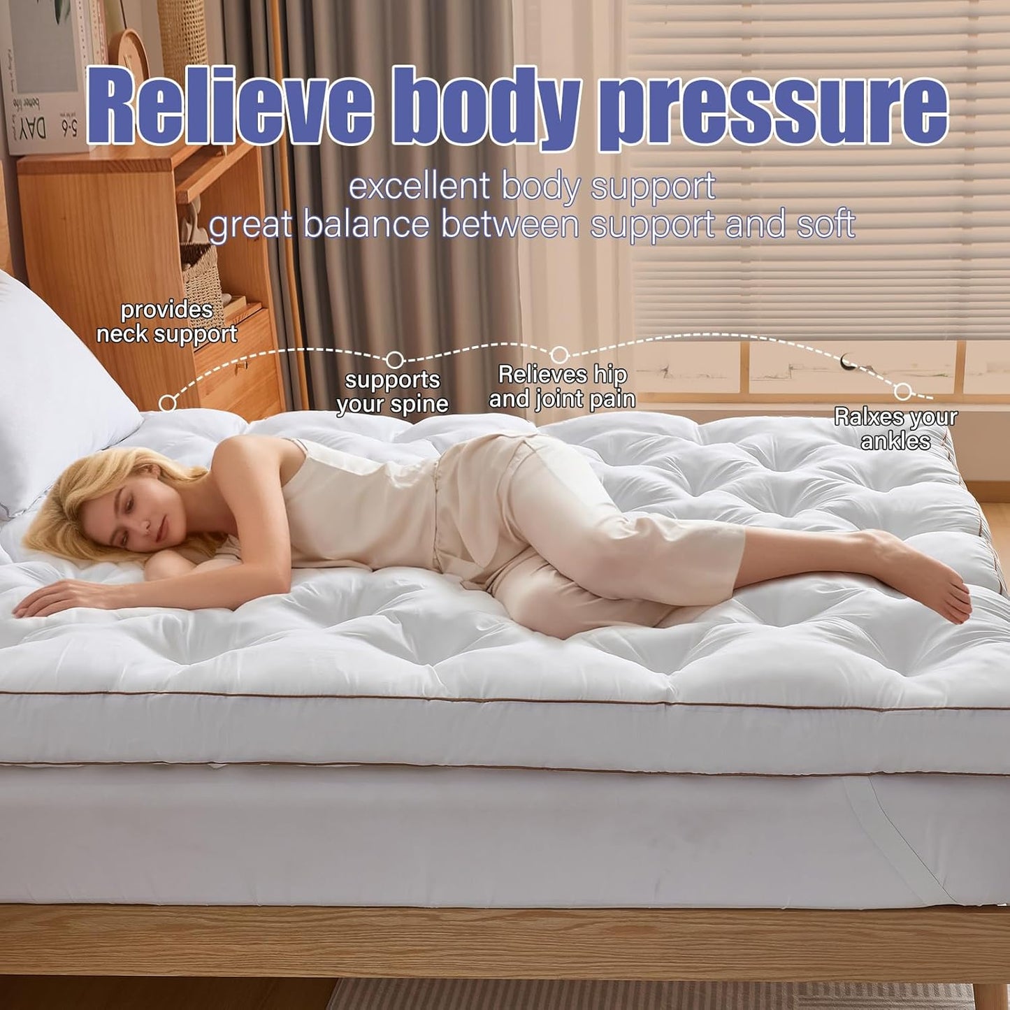 4 Inch Memory Foam Mattress Topper King for Back Pain Relief, Filled with Breathable Gel Memory Foam, Fluffy Comfort Supportive Pillow Top Mattress Topper, 80X78X4In