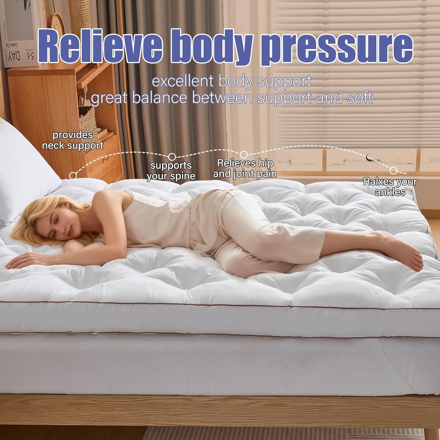 4 Inch Memory Foam Mattress Topper King for Back Pain Relief, Filled with Breathable Gel Memory Foam, Fluffy Comfort Supportive Pillow Top Mattress Topper, 80X78X4In