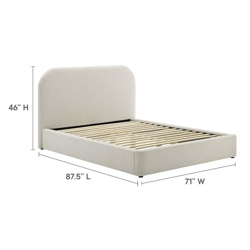 Keynote Modern Queen Bed Frame with Curve Shaped Headboard in Heathered Weave, view 4