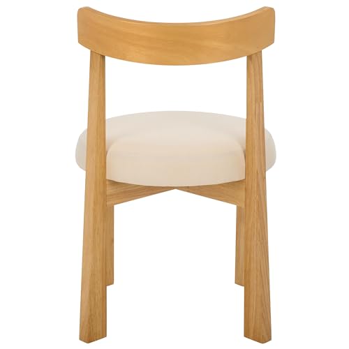 SAFAVIEH Furniture - Anselm Dining Chair Set of 2 - White & Light Blonde Solid Wood - Modern Upholstered Chair - Fully Assembled - Ideal for Dining Room, Kitchen, 19" Seat Height (DCH8810C-SET2)
