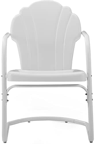 Tulip 2-Piece Outdoor Chair Set, Retro Metal Patio Chairs for Dining, Porch, Deck, Balcony, White Satin