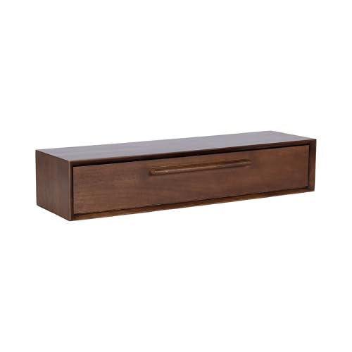 McCutcheon Mid-Century Floating Console Table for Entryway; 30 x 9 x 6; Walnut Brown; Decorative Transitional Floating Entryway Table for Use as Living Room Storage Wall Shelf