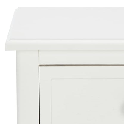 Vintage White Solid Wood Drawer Side Table with Coastal Basket Design, view 5