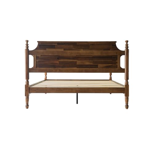Solid Wood Queen Size Platform Bed Frame with Headboard & Footboard, view 7