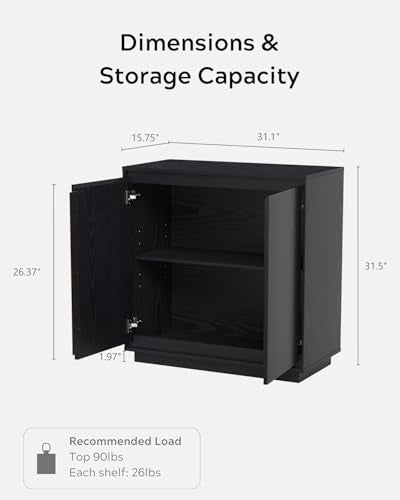 Buffet Storage Cabinet, Sideboard Accent Cabinet with Adjustable Shelves and Handless Design, Modern Credenza, Console Table for Living Room, Black