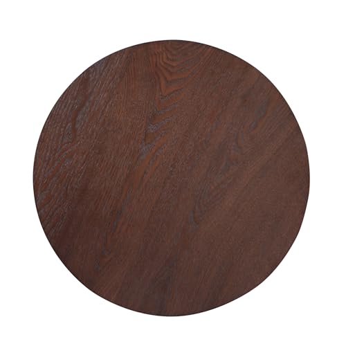 Walnut Pedestal Side Table 16.93'' Dia, Mid Century Modern Farmhouse Accent End Table, Fluted Base Design, Fully Assembled, for The Living Room and Bedroom, 22.44" Tall