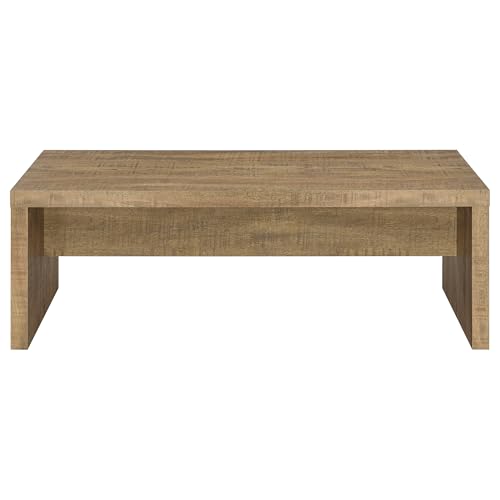 Coaster Home Furnishings Wooden Coffee Table w/ Side Panels & Center Brace, Mango Wood - Modern Rectangular Living Room and Bedroom Furniture for House and Apartment