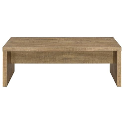 Coaster Home Furnishings Wooden Coffee Table w/ Side Panels & Center Brace, Mango Wood - Modern Rectangular Living Room and Bedroom Furniture for House and Apartment