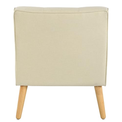 Felicity Mid-Century Modern Fabric Upholstered Accent Chair, Wooden Living Room Club Chair, Bedroom Comfy Reading Chair, Beige
