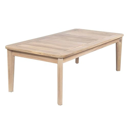 Hartford Patio Acacia Wood Coffee Table, Solid Wood Outdoor Table for Patio Furniture Set, Slat Panel Rectangular Top, Natural Washed