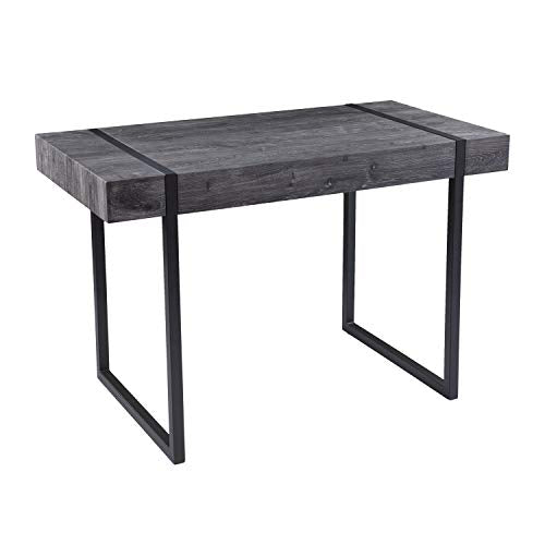 Harkriven Small Space Desk - Transitional Design, Black Iron and Wood - Ideal for Home Office, Bedroom (HO1094537)