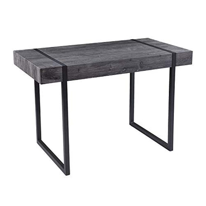 Harkriven Small Space Desk - Transitional Design, Black Iron and Wood - Ideal for Home Office, Bedroom (HO1094537)