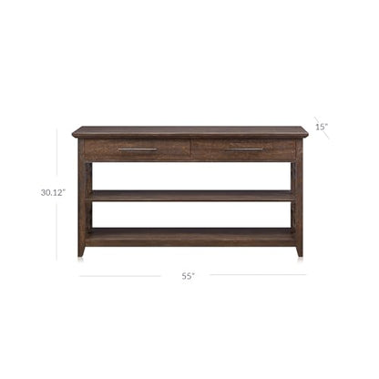 3 Tier Console Table with Two Storage Shelves & Drawers, Wood Accent Sofa Table for Entryway Living Room Hallway - 55 Inch - Norrell (Espresso)