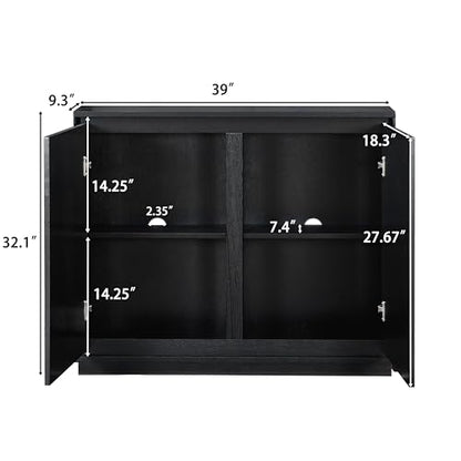 39 inch Narrow Buffet Cabinet Sideboard with Storage,Black, view 4