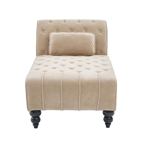 Rafaela Velvet Upholstered Chaise Lounge Chair Indoor with Lumbar Pillow, view 6