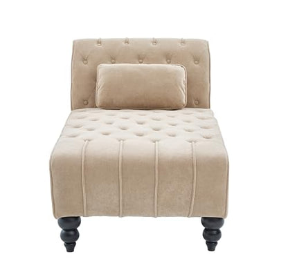 Rafaela Velvet Upholstered Chaise Lounge Chair Indoor with Lumbar Pillow, view 6