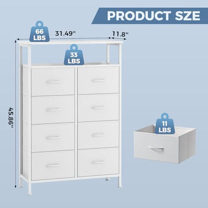 Tall 8 Drawer Dresser for Bedroom, Storage Chest of Drawers Cabinet, view 4