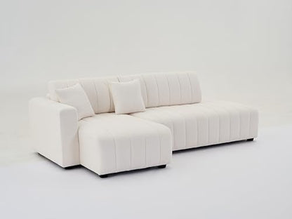 Plush L Shaped Tufted Corner Sofa with Decorative Pillows