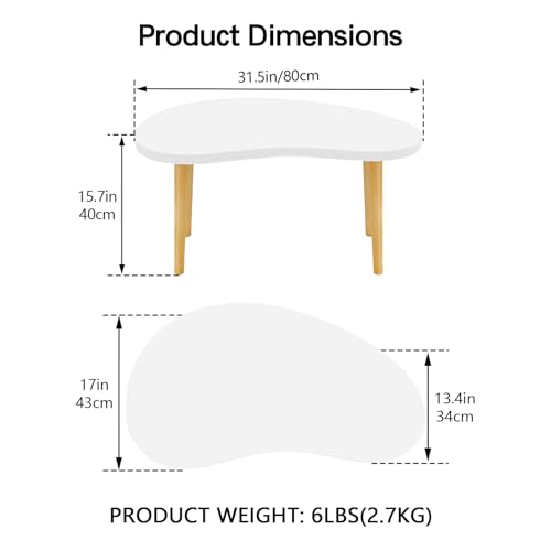 Mango Coffee Table Low Table with 4 Solid Wood Sturdy Legs,Floor Table Desk for Sitting on The Floor,19.7"D x 31.5"W x 16"H Inches,Living Room/Toy room Furniture,Rental house Furniture(White)