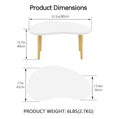 Mango Coffee Table Low Table with 4 Solid Wood Sturdy Legs,Floor Table Desk for Sitting on The Floor,19.7"D x 31.5"W x 16"H Inches,Living Room/Toy room Furniture,Rental house Furniture(White)