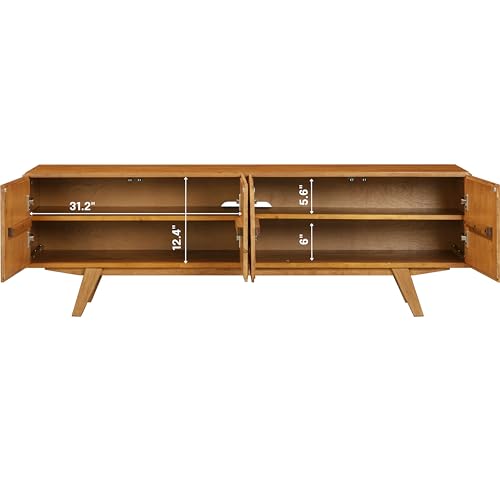 Sapa Mid-Century Modern Solid Wood TV Stand 4-Door Media Console with Carved, view 7