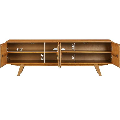 Sapa Mid-Century Modern Solid Wood TV Stand 4-Door Media Console with Carved, view 7