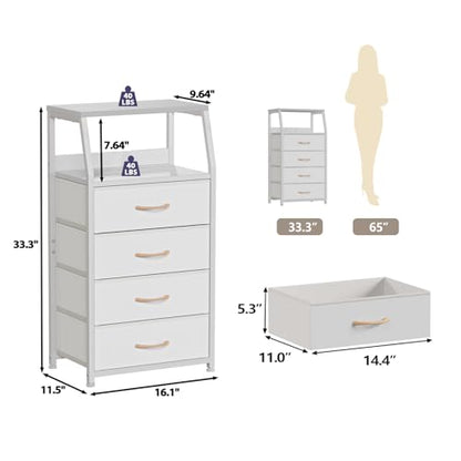 Tall Nightstand with 4 Fabric Drawers, Small Dresser for Bedroom, view 4