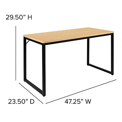 Tiverton Industrial Modern Desk - Commercial Grade Office Computer Desk and Home Office Desk - 47" Long (Maple/Black)