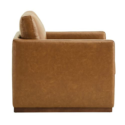 CHITA Faux Leather Swivel Accent Chair, Wood Frame, Fully Assembled, White | Leather Arm Chair with 360° Swivel Solid Wood Base, Mid Century Modern Living Room Chair, 33"Dx30"Wx33"H, 300 Lb Capacity