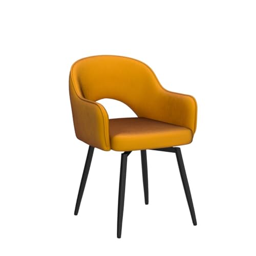 Swivel Dining Chair Set of 4, Velvet Upholstered Side Chair Modern Accent Guest Chair Home Office Desk Chair with No Wheels for Dining Room Living Room Office, Yellow