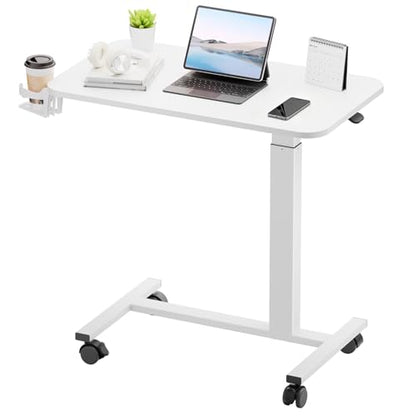 Small Standing Desk with Wheels, Pneumatic Mobile Rolling Laptop Desk, view 2
