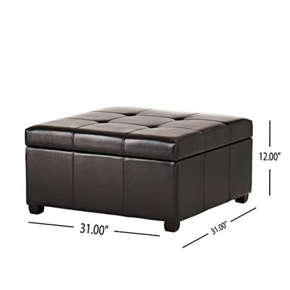 Carlsbad Bonded Leather Storage Ottoman, Espresso
