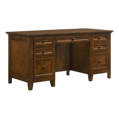 Ashford & Sons 62" Solid Hardwood Executive Desk, Tuscan Brown Finish, view 2