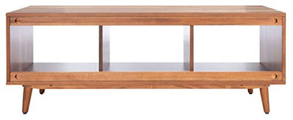 SAFAVIEH Cricket TV Stand for up to 55" Flatscreen – Natural Acacia, Open Shelf Design, Entertainment Media Console (MED5002A)