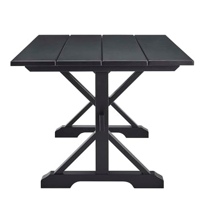 Windchime 71Inch Dining Table Style Solid Wood Black Finish Modern Kitchen Room Entertaining Home Furniture Quality Stylish Elegant Durable Refined Versatile