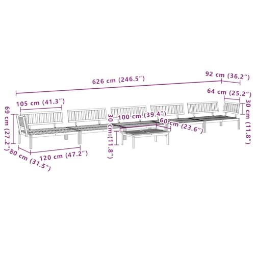 6-Piece Acacia Wood Patio Sectional Set, 39.4"x23.6" Outdoor Sofa & Table, Modular Balcony Furniture for Backyard, Apartment, Porch