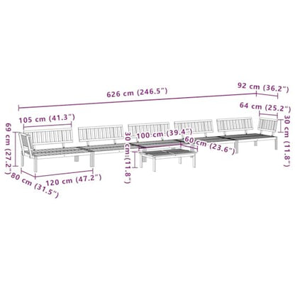 6-Piece Acacia Wood Patio Sectional Set, 39.4"x23.6" Outdoor Sofa & Table, Modular Balcony Furniture for Backyard, Apartment, Porch