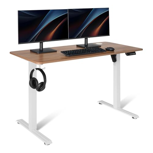 Electric Standing Desk, Height Adjustable Home Office Desk with Quiet Motor and Multiple Presets, White/Oak Effect